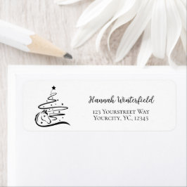 馬のクリスマスツリー黒白の馬術 ラベル