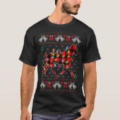 馬のクリスマスライト醜いクリスマスセーター Tシャツ (正面)