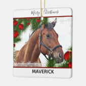 馬のクリスマス – エクエストリアンカワイトポニー セラミックオーナメント (左)