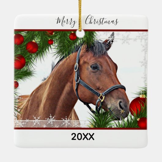 馬のクリスマス – エクエストリアンカワイトポニー セラミックオーナメント (裏面)