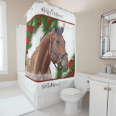 馬のクリスマス – 馬パーソナライズされた乗り シャワーカーテン (インサイチュ)