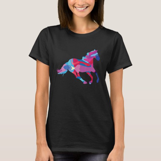 馬のグラフィックカラフルス Tシャツ (正面)