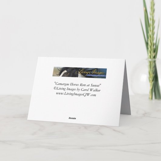 馬のグリーティングカード – カムアグ馬の夕日走 カード (裏面)