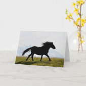 馬のグリーティングカード カード (黄色い花)