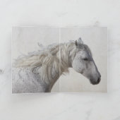 馬のグリーティングカード – 白い牡馬が下を見る カード (内部)