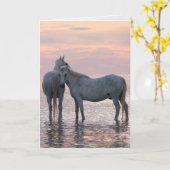馬のグリーティングカード-白馬の友人2人 カード (黄色い花)