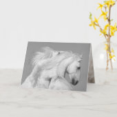 馬のグリーティングカード – 2つの白いスタリオン遊 カード (黄色い花)