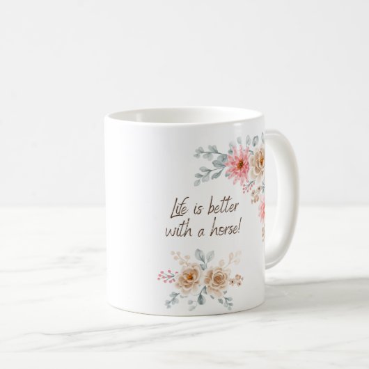 馬のコーヒーマグで生活が良い コーヒーマグカップ (正面右)