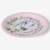 馬のサドル女性のカーボーイ誕生日パーソナライズされた ペーパープレート (アングル)