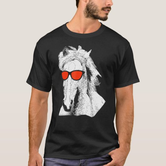 馬のサングラス通常の休暇に乗って馬の愛 Tシャツ (正面)