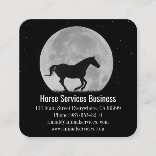 馬のサービスまたは獣医ウマ科のの美しい スクエア名刺 (正面)
