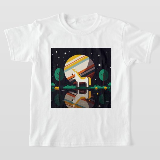 馬のシュールなイラスト Tシャツ (レイダウン)