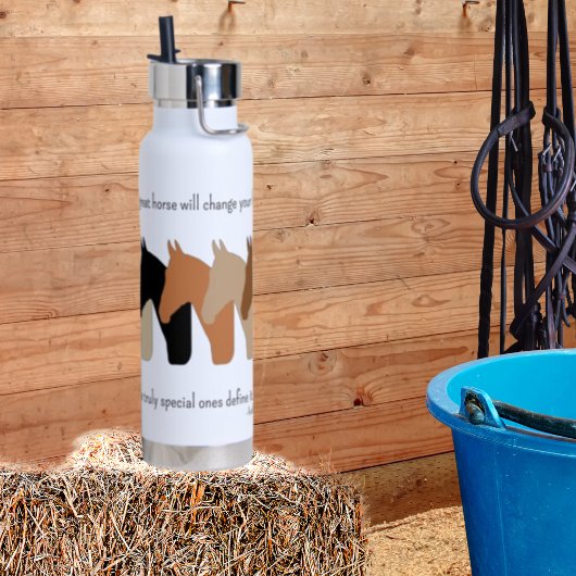 馬のシルエットと馬の引用文 ウォーターボトル