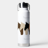 馬のシルエットと馬の引用文 ウォーターボトル (正面)