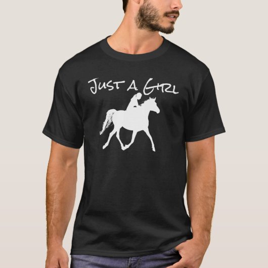 馬のシルエットに乗った女シンプルの子 Tシャツ (正面)