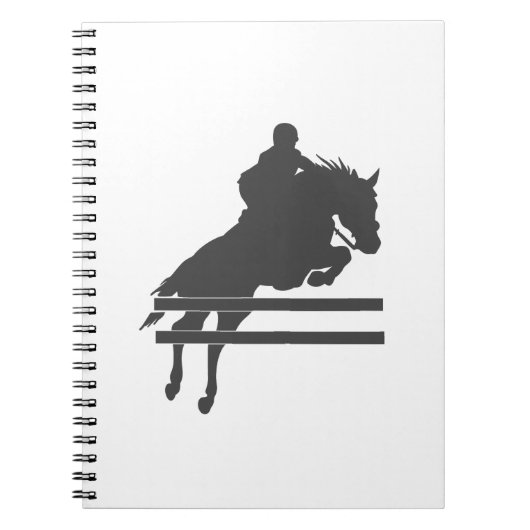 馬のシルエットをジャンプ – 背景色を選択 ノートブック (正面)