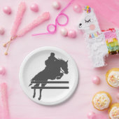 馬のシルエットをジャンプ – 背景色を選択 ペーパープレート (パーティー)