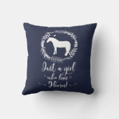 馬のシルエットを愛するちょうど女の子 クッション (裏面)