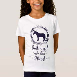馬のシルエットを愛するちょうど女の子 Tシャツ