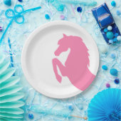 馬のシルエットを育てるショッキングピンク ペーパープレート (パーティー)