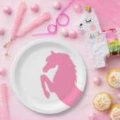 馬のシルエットを育てるショッキングピンク ペーパープレート (パーティー)
