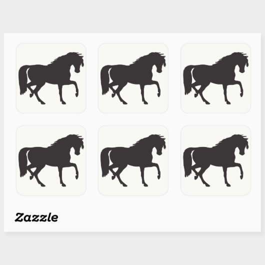 馬のシルエット スクエアシール (シート)