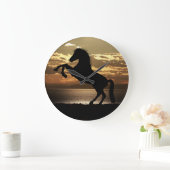 馬のシルエット ラージ壁時計 (ホーム)