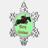 馬のジャンパーのクリスマス スノーフレークピューターオーナメント (右)