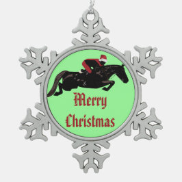 馬のジャンパーのクリスマス スノーフレークピューターオーナメント