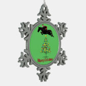 馬のジャンパーのクリスマス スノーフレークピューターオーナメント (左)