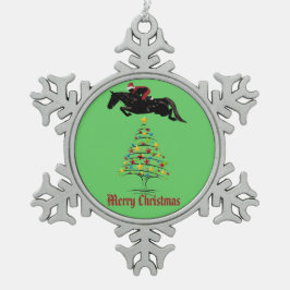 馬のジャンパーのクリスマス スノーフレークピューターオーナメント