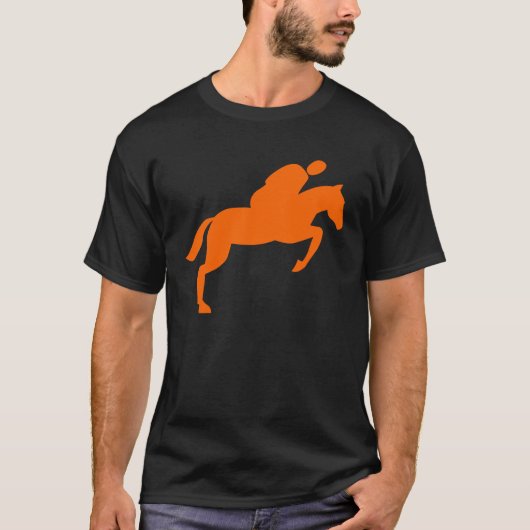 馬のジャンピング - オレンジ Tシャツ (正面)