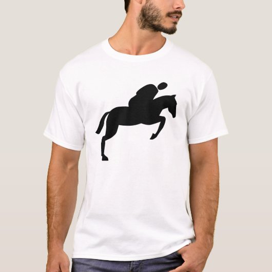 馬のジャンピング - ブラック Tシャツ (正面)