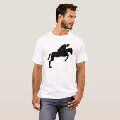 馬のジャンピング - ブラック Tシャツ (正面フル)