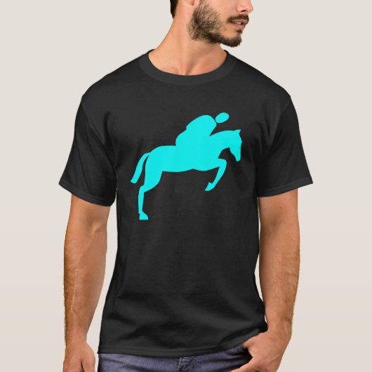 馬のジャンプ – シアン Tシャツ (正面)