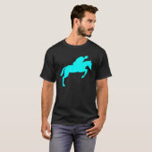 馬のジャンプ – シアン Tシャツ (正面フル)