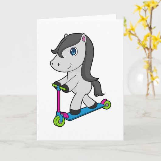 馬のスクーター カード (黄色い花)