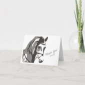 馬のスケッチとカタツムリのビット灰色 サンキューカード (正面)