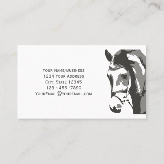 馬のスケッチとカタツムリのビット灰色 名刺 (裏面)