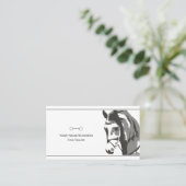 馬のスケッチとカタツムリのビット灰色 名刺 (スタンド正面)