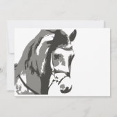 馬のスケッチとカタツムリのビット、グレーの誕生日 招待状 (裏面)