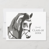 馬のスケッチとカタツムリのビット、灰色の卒業 招待状 (正面)