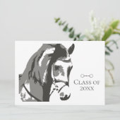 馬のスケッチとカタツムリのビット、灰色の卒業 招待状 (スタンド正面)