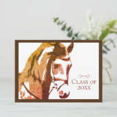 馬のスケッチとカタツムリのビット、茶色の卒業 招待状 (スタンド正面)