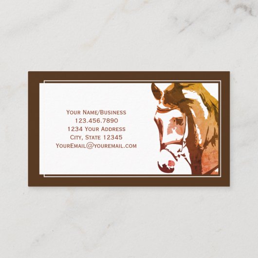 馬のスケッチとカタツムリの茶色のビット 名刺 (裏面)