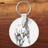 馬のスケッチスケッチアート手作り キーホルダー (正面)