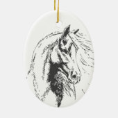 馬のスケッチパーソナライズされたクリスマス セラミックオーナメント (裏面)