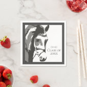 馬のスケッチ、カタツムリのビットグレーの卒業クラス スタンダードカクテルナプキン (インサイチュ)