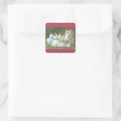 馬のステッカーsquの馬小屋で鶏。シート スクエアシール (バッグ)