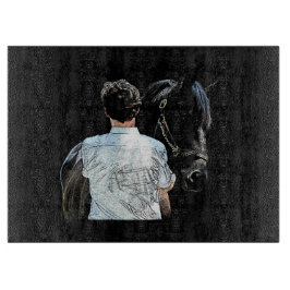 馬のダークカッティングボードを持つ人 カッティングボード